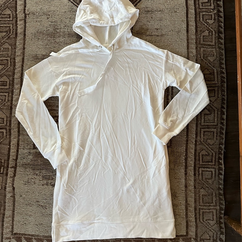White Hooded Long Sleeve Dress